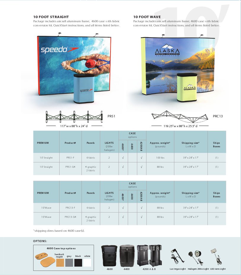 10' Straight and Wave Trade Show Display Pop Ups