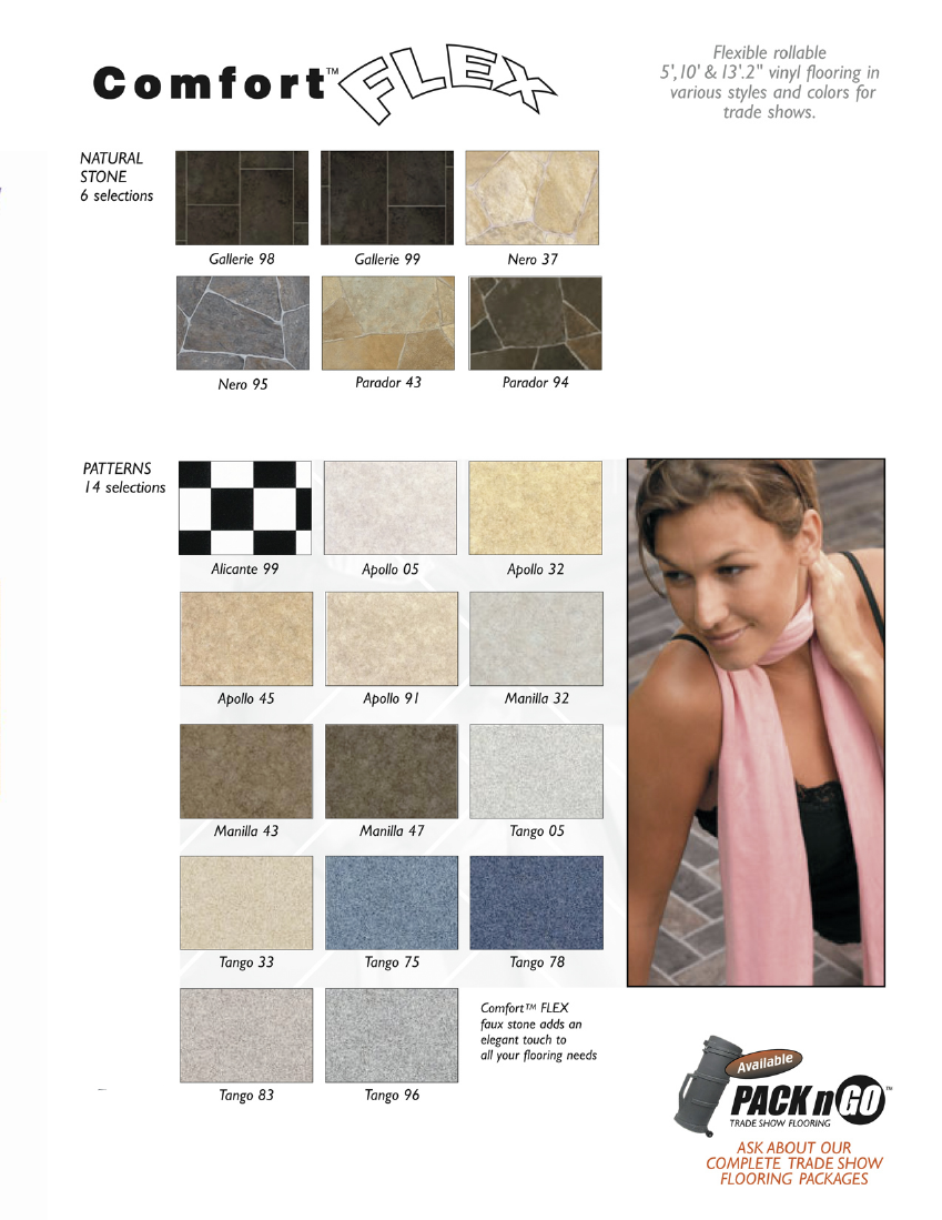 Comfort Flex Vinyl Flooring for Trade Shows:, Flexible rollable vinyl flooring in various styles and colors for trade shows Page  2